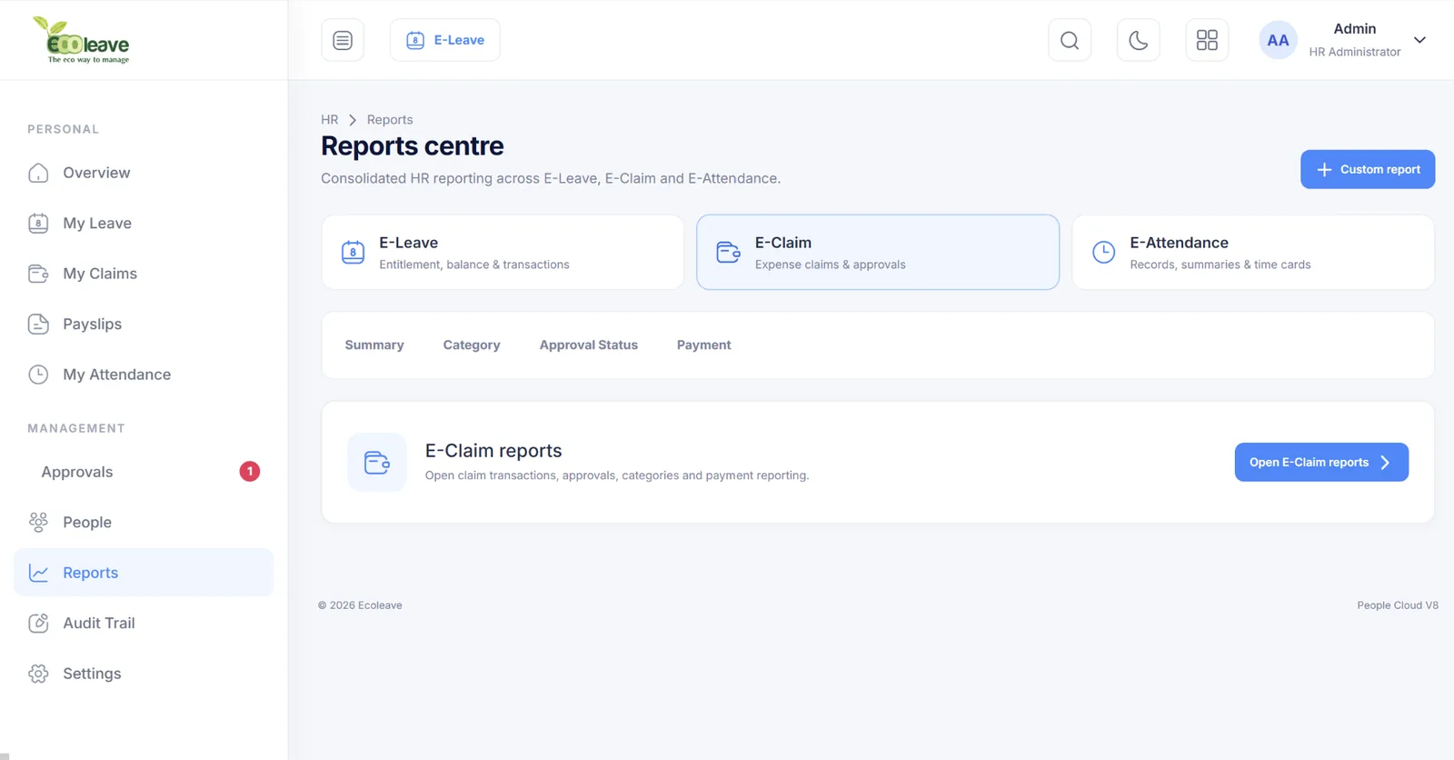 E-Claim reports centre